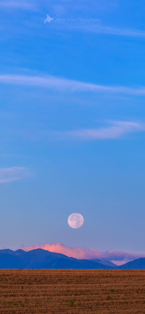 The-field-after-harvest-and-moonset-for-iphone14-wallpaper